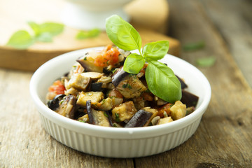 Vegetable stew with fresh basil