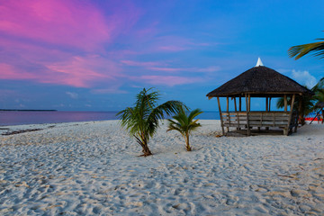 Beach hut on pristine tropical Philippine island