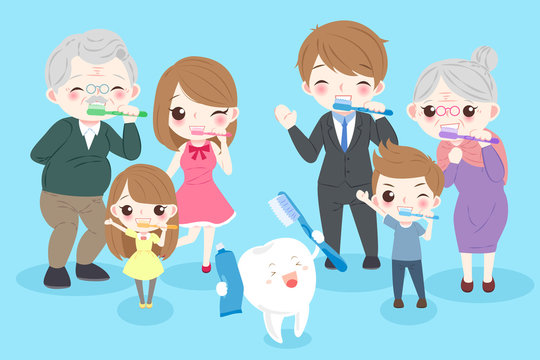 cartoon family with tooth