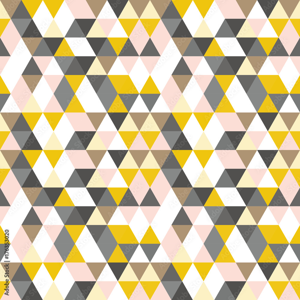 Poster Geometric abstract pattern with triangles in muted  retro colors.