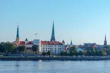 Morning on Daugava river in Riga, Latvia.