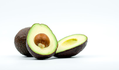 Avocados isolated on white background with clipping path. Source of omega 3 from natural food