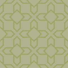 Olive green geometric ornament. Seamless pattern for web, textile and wallpapers