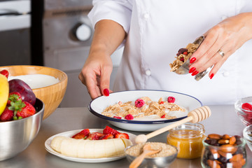 Prepared yogurt dessert with cereals