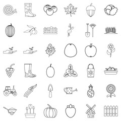 Growth icons set, outline style