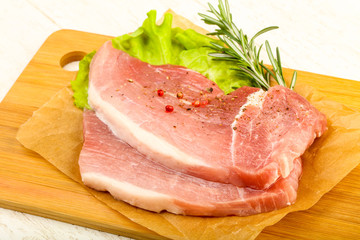 Raw pork steak