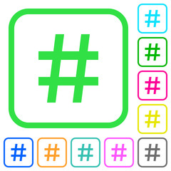 Hash tag vivid colored flat icons icons