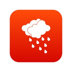 Clouds and water drops icon digital red