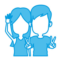 Obraz premium Cute kids friends cartoon icon vector illustration graphic design
