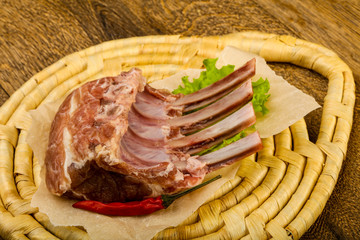 Raw lamb ribs