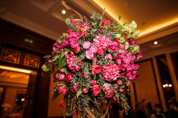 Gorgeous pink flower composition as a decoration