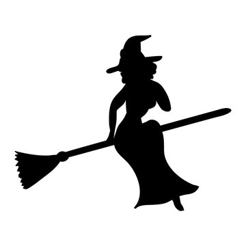 Witch magical silhouette fantasy broom.