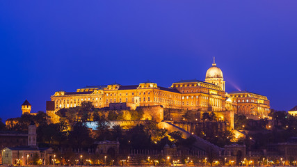 Fototapeta na wymiar Buda Castle, the historical castle and palace complex of the Hungarian kings in Budapest by night, Budepest, Hungary