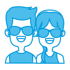 Cute kids friends cartoon icon vector illustration graphic design