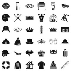 Hat icons set, simple style