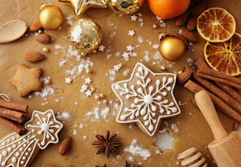 christmas gingerbread cookies baking ingredients