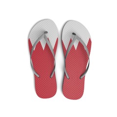Bahrain flag flip flop sandals on a white background. 3D Rendering