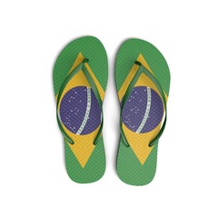 Brazil flag flip flop sandals on a white background. 3D Rendering