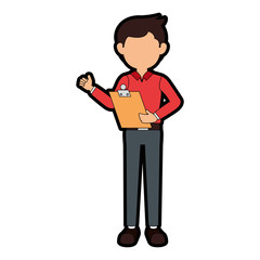 delivery worker with clipboard avatar character