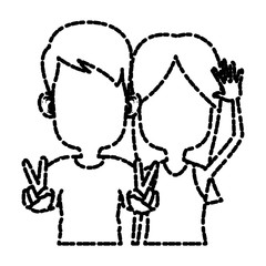 Cute kids friends cartoon icon vector illustration graphic design