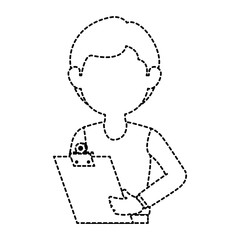 delivery worker with clipboard avatar character