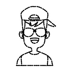 Boy with sunglasses cartoon icon vector illustration graphic design