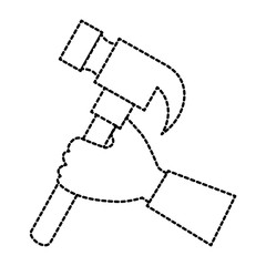 hand with hammer tool isolated icon