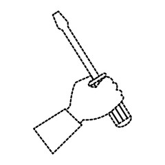 hand with screwdriver tool isolated icon
