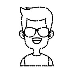 Boy with sunglasses cartoon icon vector illustration graphic design