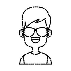 Boy with sunglasses cartoon icon vector illustration graphic design