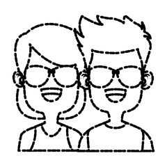 Cute kids friends cartoon icon vector illustration graphic design