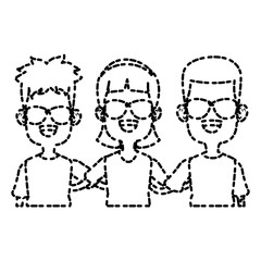 Cute kids friends cartoon icon vector illustration graphic