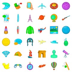 Space icons set, cartoon style
