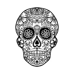 Floral skull, Halloween template for banner or poster, vector