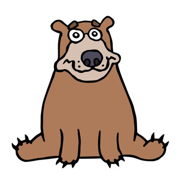 recommend clip art: Cute lonely brown bear sitting and looking. Vector illustration.