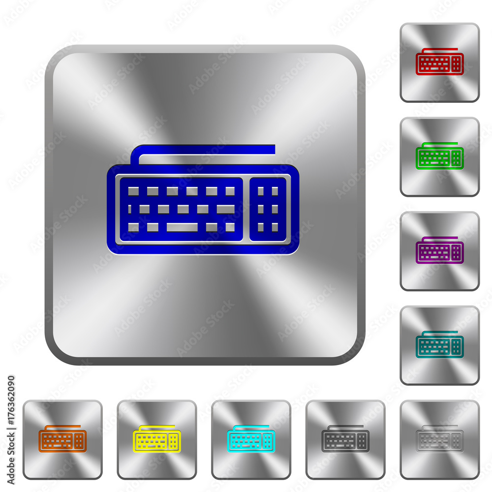 Poster computer keyboard rounded square steel buttons