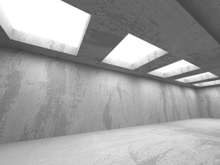 Dark concrete empty room. Modern architecture design