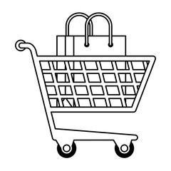 shopping cart with shopping bag