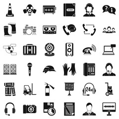 Microphone icons set, simple style
