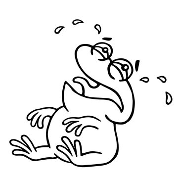 Cute crying toad. Vector illustration.