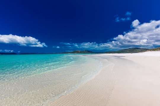 Whitehaven Beach with white sand in the Whitsunday Islands, Queensland, Australia