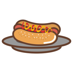 dish with delicious hot dog