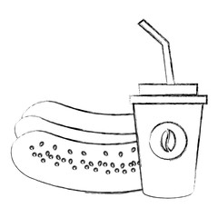 coffee plastic cup with hot dog