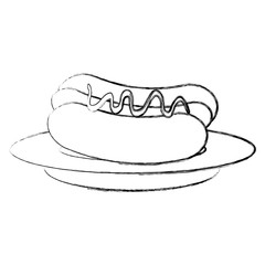 dish with delicious hot dog