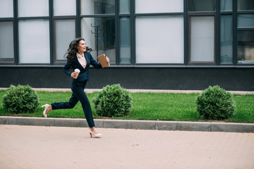 businesswoman running to work