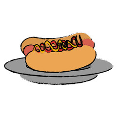 dish with delicious hot dog