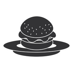 dish with delicious burger isolated icon