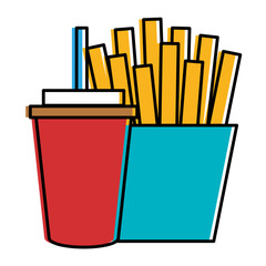 coffee plastic cup with french fries