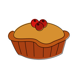 pie with cherry pastry icon image vector illustration design 