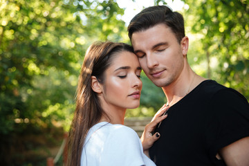 Obraz premium Portrait of a young lovely couple in love